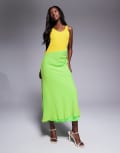 [ASOS DESIGN] ASOS DESIGN scoop racer with chiffon skirt maxi dress in green and yellow colourblock-Multi 14 Green and yellow