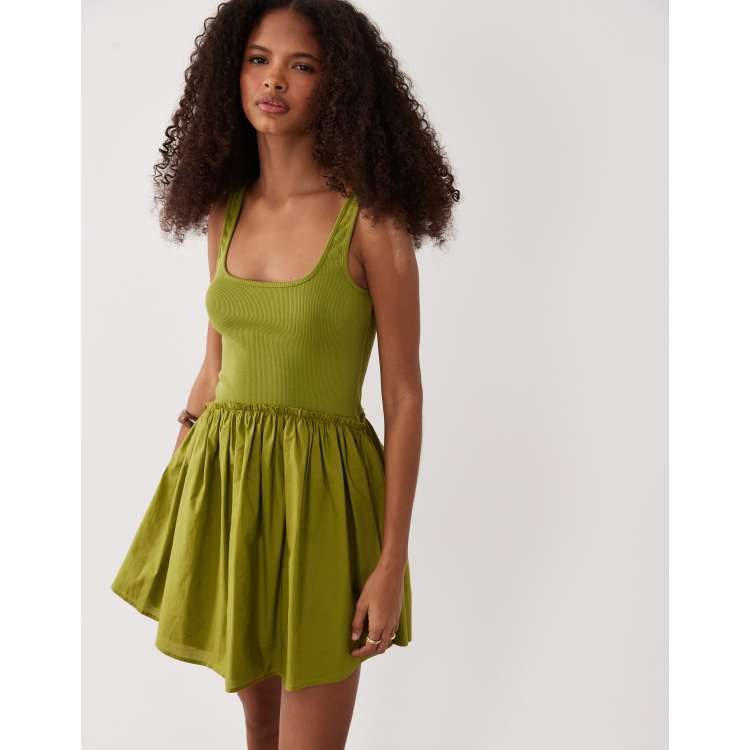 asos cotton poplin dress ASOS LUXE cotton poplin pleated bandeau mini skater dress in black