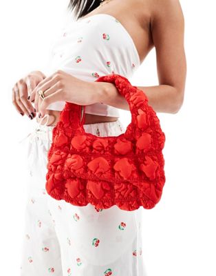 Asos Design Scoop Ruched Shoulder Bag In Red