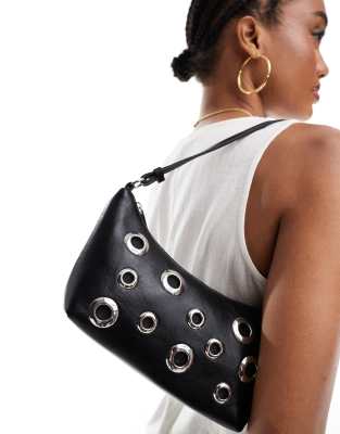 ASOS DESIGN SCOOP SHOULDER BAG WITH STUDDED EYELETS 