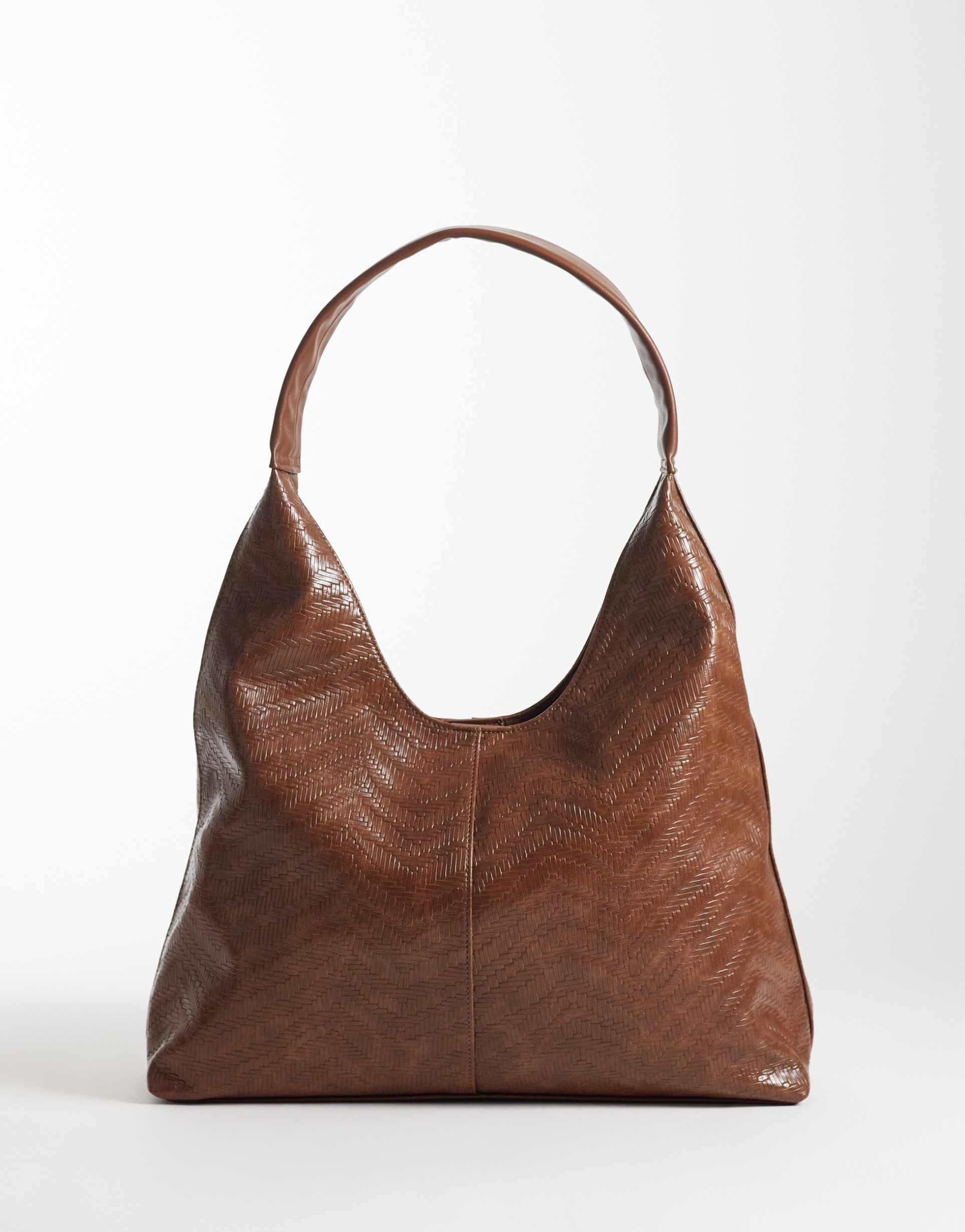asos design scoop tote bag in chocolate weave