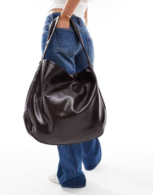 ASOS DESIGN scoop tote bag in chocolate