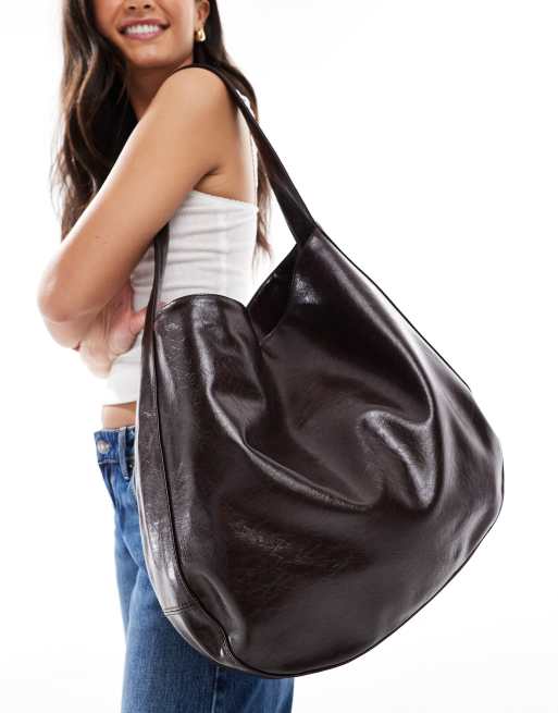 ASOS DESIGN scoop tote bag in chocolate