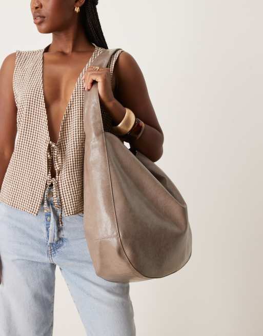 ASOS DESIGN scoop tote bag in gray
