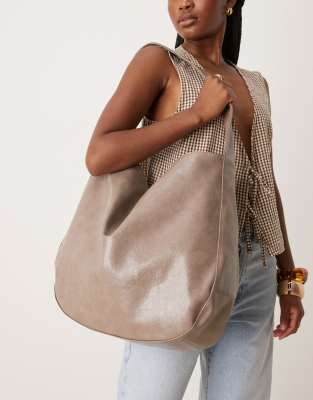 ASOS DESIGN scoop tote bag in grey-No colour