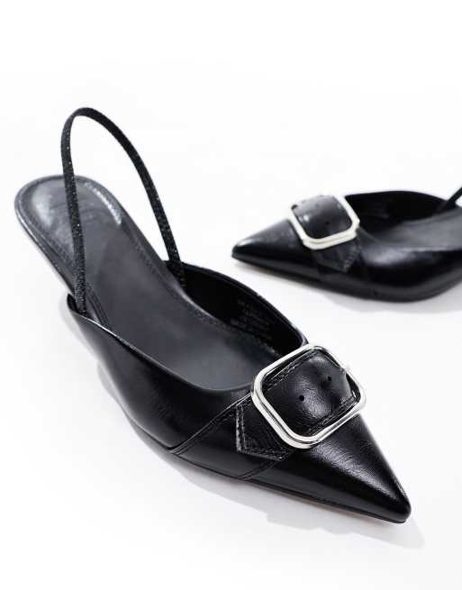 ASOS DESIGN - Score - Sorte sko med spænde, slingback-rem og kitten-hæl, 2 af 4