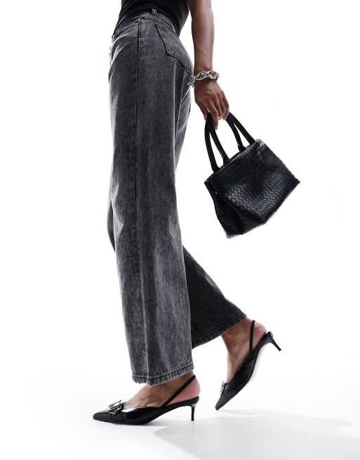 ASOS DESIGN - Score - Sorte sko med spænde, slingback-rem og kitten-hæl, 4 af 4