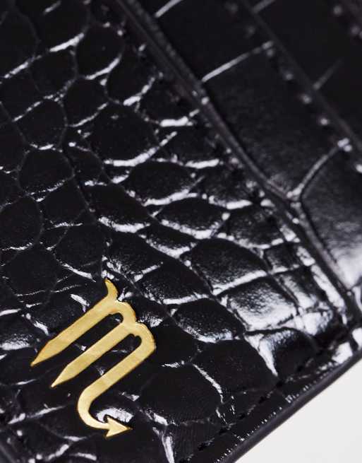 ASOS DESIGN scorpio zodiac star sign cardholder and wallet in black croc, 3 of 4