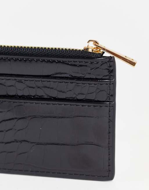ASOS DESIGN scorpio zodiac star sign cardholder and wallet in black croc, 4 of 4