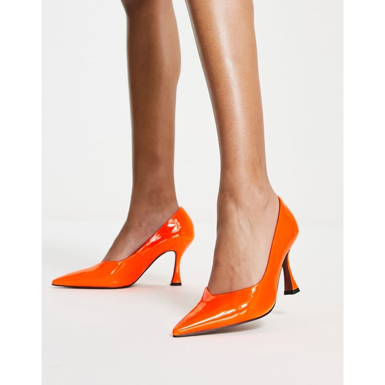 ASOS DESIGN Scout mid heeled pumps in orange | ASOS