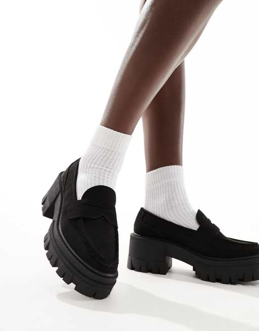 ASOS DESIGN – Script – Svarta grova loafers med halvhög klack , 4 av 4