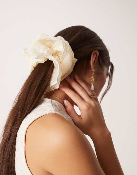 ASOS DESIGN - Scrunchie a strati bianco tenue testurizzato - view 1