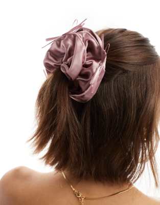 ASOS DESIGN - Scrunchie-Haargummi in Rosa mit Schleifendetail