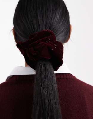 Asos Design Scrunchie In Burgundy