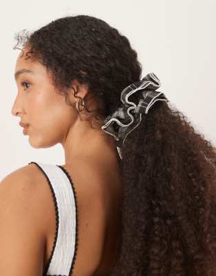ASOS DESIGN – Scrunchie in Schwarz mit Vichy-Karos - view 1