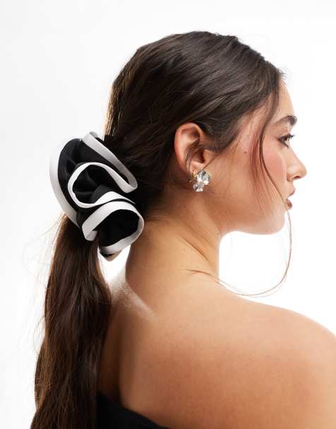 ASOS DESIGN - Scrunchie met contrasterende stiksels in wit - view 1