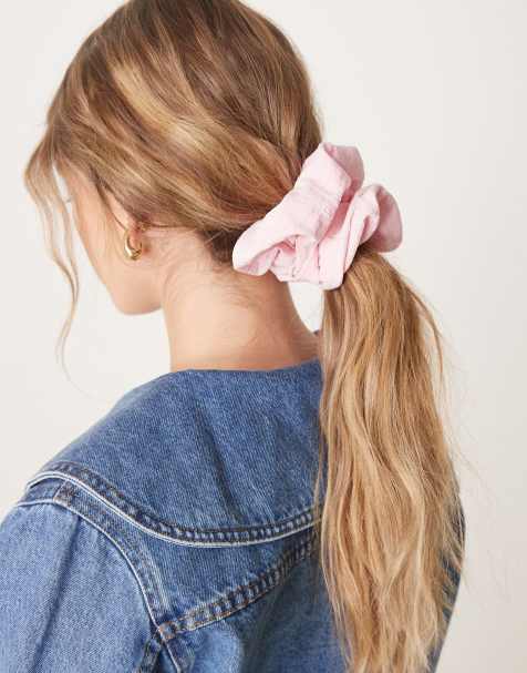 ASOS DESIGN - Scrunchie met geplette stof in roze - view 1