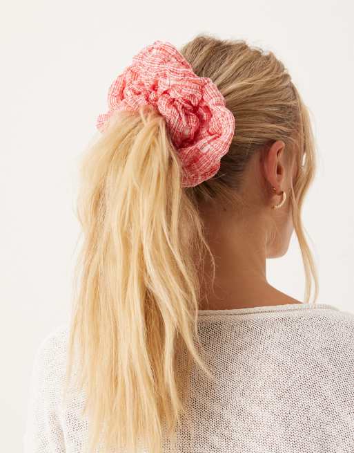 ASOS DESIGN - Scrunchie testurizzato rosso e bianco a micro quadri, 4 di 4