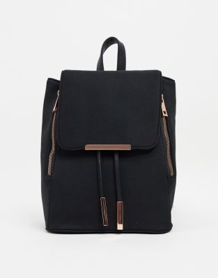 ASOS Scuba Backpack With Rose Gold Hardware in Black