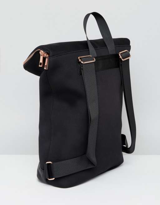 Black backpack with shop rose gold zipper