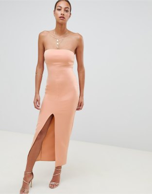 white scuba bandeau maxi dress