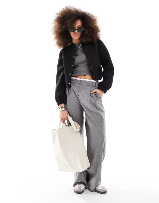 ASOS DESIGN scuba bomber jacket in black, 3 of 4