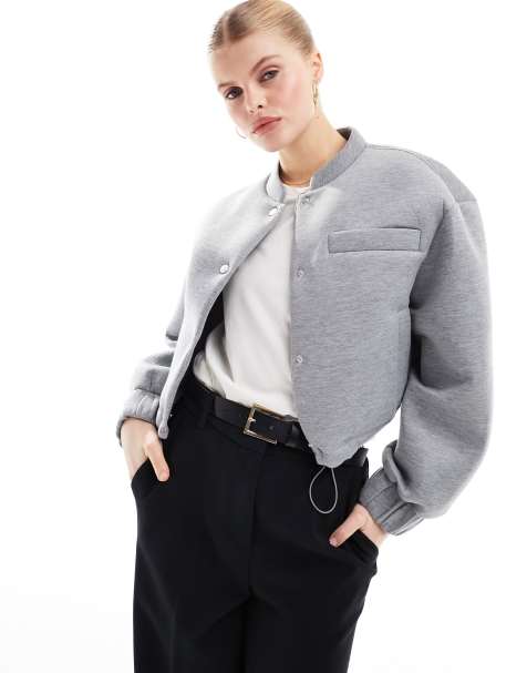 Weekday Destiny bomber jacket in light grey