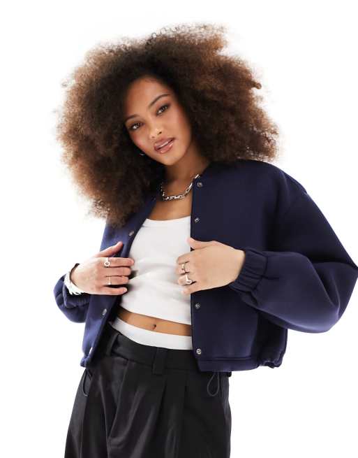 ASOS DESIGN oversized scuba jacket in navy