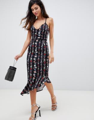 asos scuba cami pephem midi dress