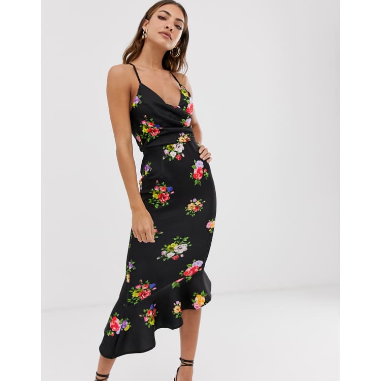 ASOS DESIGN scuba cami pephem midi dress in floral print ASOS