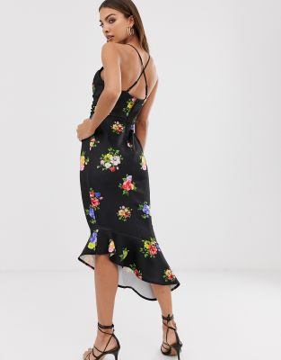 asos design velvet cami pephem midi dress
