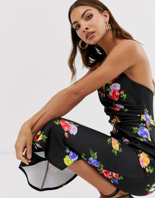 Asos design scuba cami pephem midi dress sale