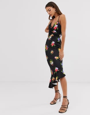 asos design velvet cami pephem midi dress
