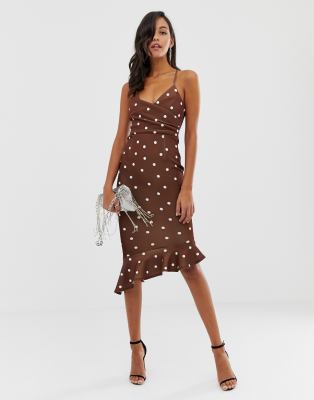 asos brown polka dot dress