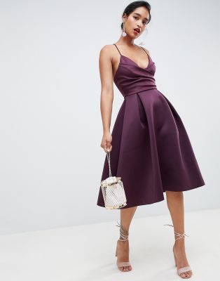 scuba cami prom midi dress