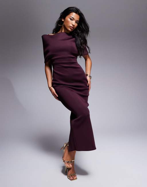 Plum bardot dress hotsell