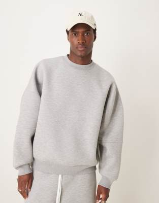 Asos Design Scuba Extreme Oversized Sweatshirt In Gray Heather