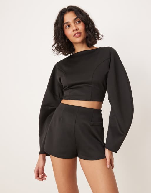 ASOS DESIGN scuba hot pants in black (part of a set)