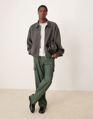 Asos Design Scuba Jacket In Gray
