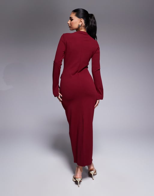 ASOS DESIGN scuba long sleeve midi dress with pocket detail