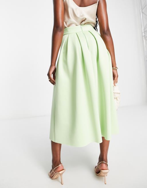 ASOS DESIGN scuba midi skirt in apple green | ASOS