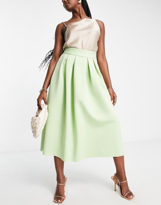 ASOS DESIGN scuba midi skirt in apple green | ASOS