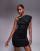 Asos Design Scuba Mini Dress With Exaggerated Shoulder Detail And Gold Hardware