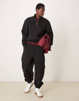 scuba oversized sweatpants with seam detail in black