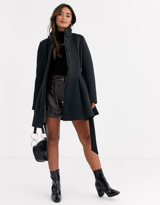 Skater Tailored Coat in Black