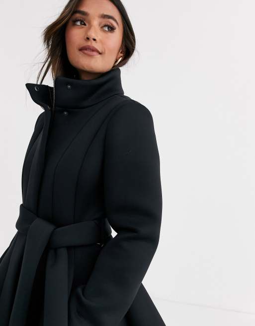 ASOS DESIGN scuba panelled skater coat in black