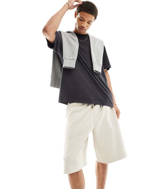 ASOS DESIGN scuba shorts in beige