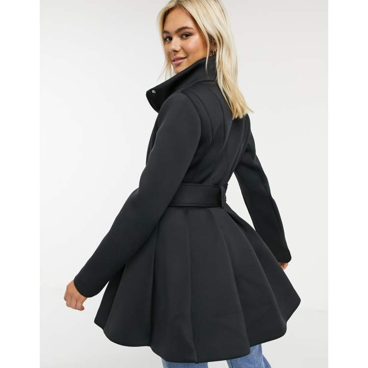 Skater Tailored Coat in Black