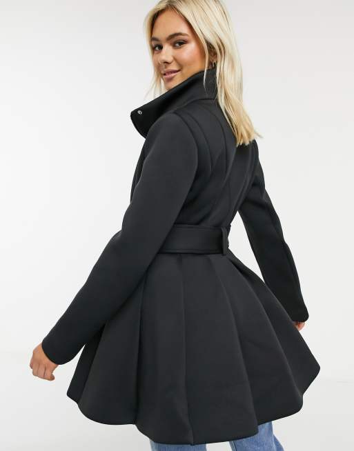 Skater Tailored Coat in Black