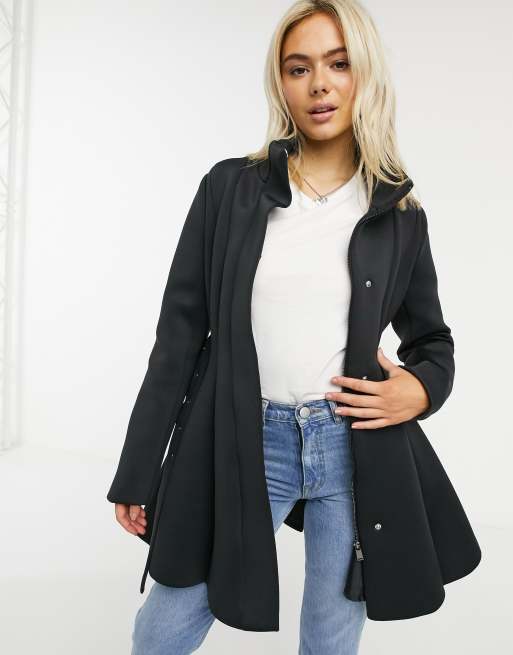 Skater Tailored Coat in Black